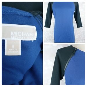 Michael Kors Black & Blue Long Sleeve Dress D660